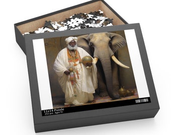 Wise Obatala with Elephant Orisha Puzzle (120 OR 252 Piece)