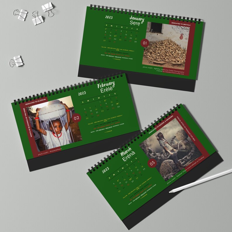 Ose Ifa Orisa Days Yoruba Simplex Desk Calendar Etsy