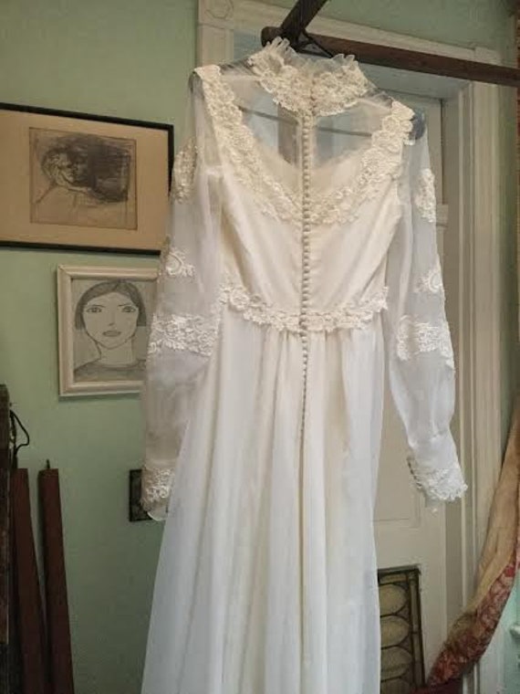 Vintage 60s 70s Wedding Dress Victorian Style Etsy