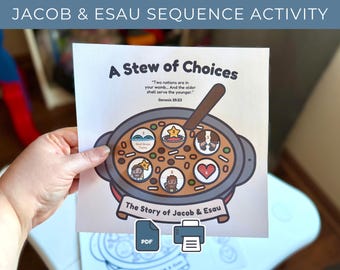 Jacob & Esau Bible Story Sequencing Activity | Preschool + Early Elementary Bible Craft (PDF)