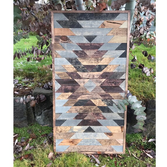 Rustic Brown Hues Aztec Print Wood Wall Art Etsy
