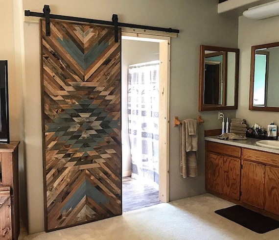 Rustic Tribal Sliding Barn Door Etsy