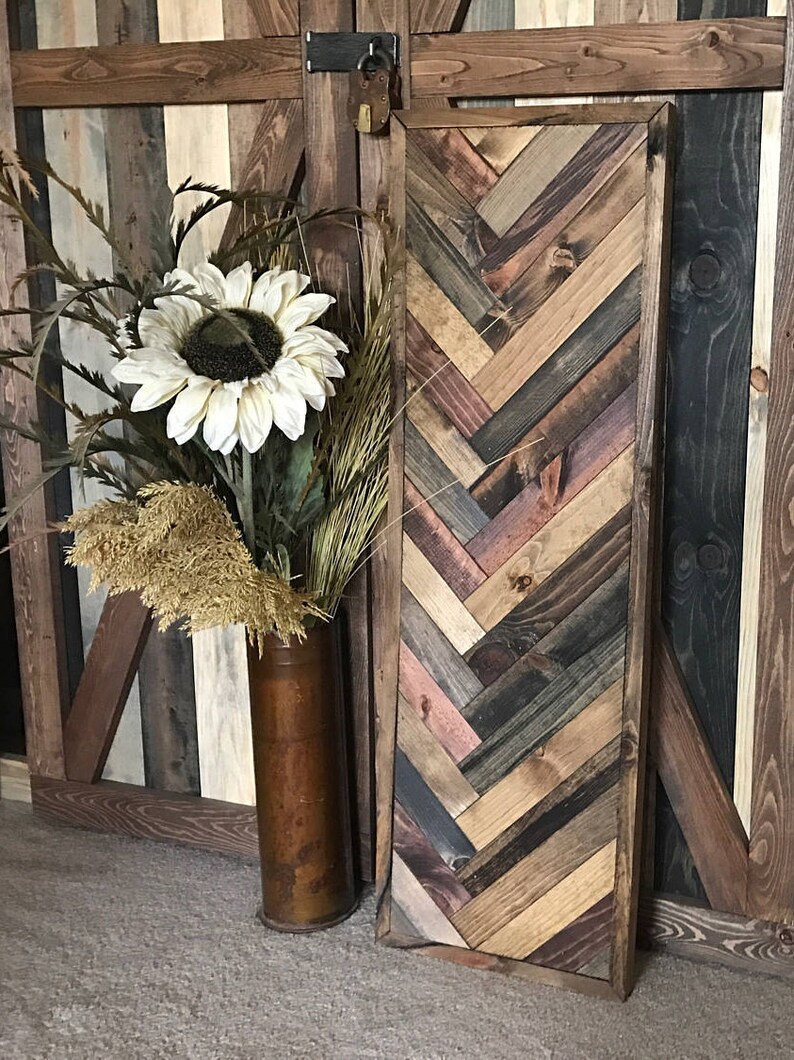 Rustic Herringbone Wood Wall Art Etsy