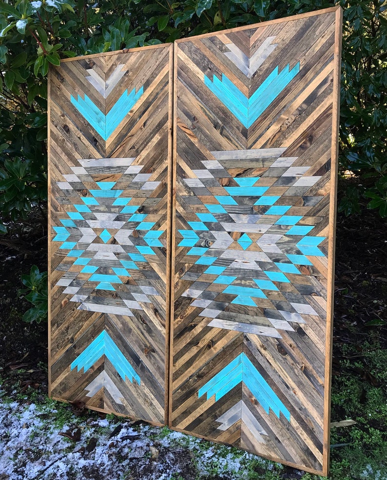 Rustic Tribal Aztec Wood Wall Art Etsy