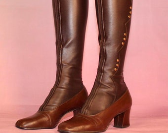 Vintage 60s faux leather studded gogo boots