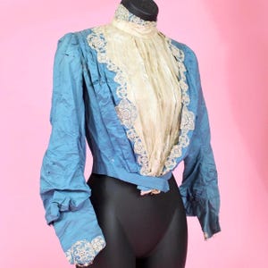 Antique 1800s lace and silk corset bodice