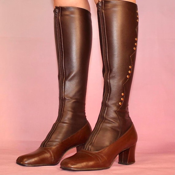 Buy Vintage 60s Faux Leather Studded Gogo Boots Online in India