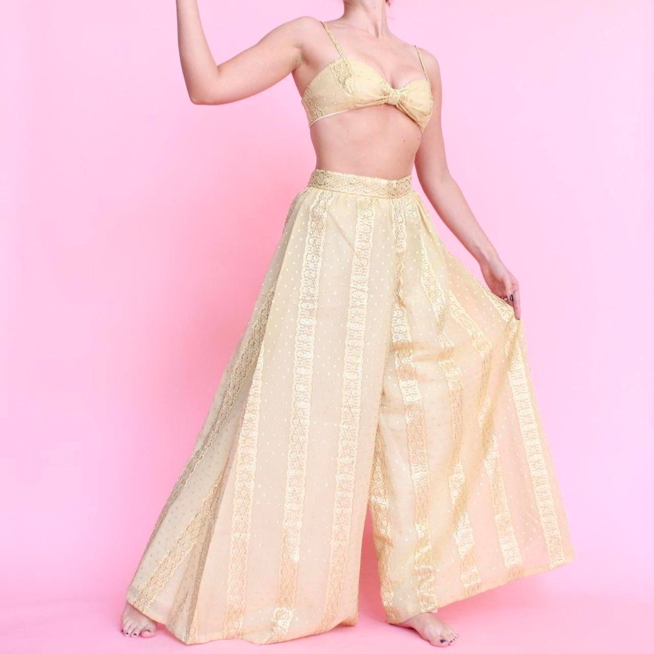 Vintage 60s 70s Wide Leg Bell Bottom and Top Set - Etsy