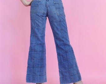 Vintage 70s bell bottom patchwork jeans