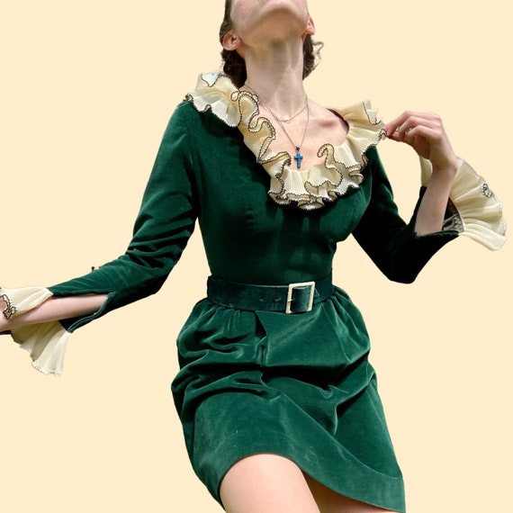 1960s vintage velvet frilly dress