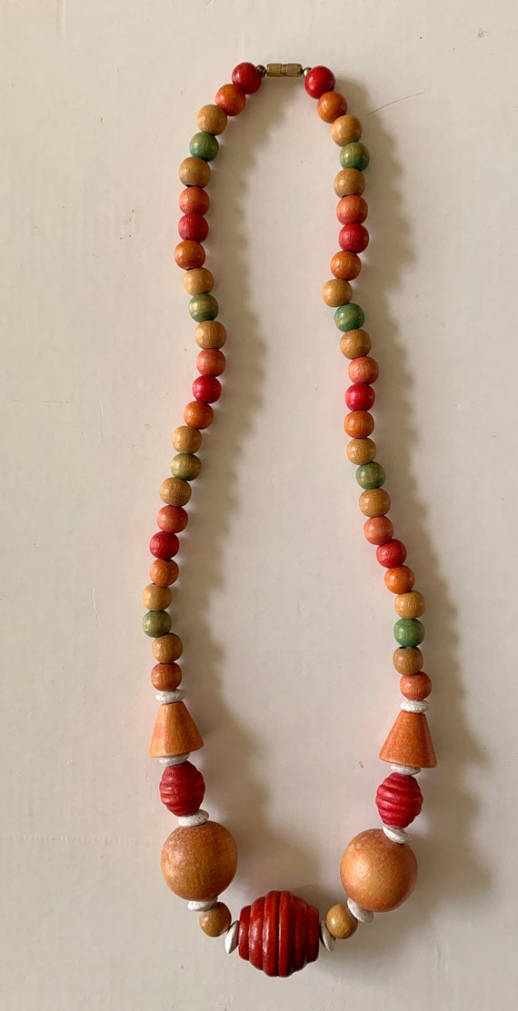 Vintage Wood Bead Necklace #3