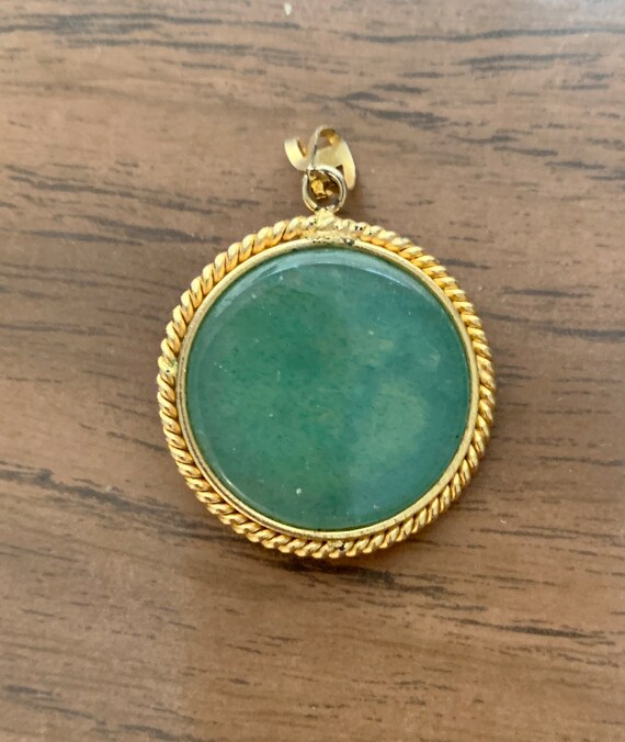 Vintage Jade Pendant Gold Tone Dragon with Opal E… - image 3
