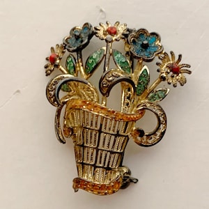 Vintage Sterling Silver Alice Caviness Flower Basket Brooch