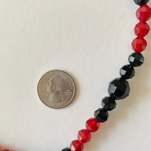 Vintage Black and Red Faceted Bead Necklace #1