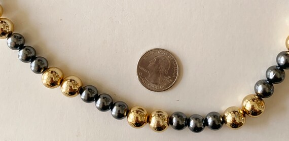 Vintage Gray and Gold Bead Necklace - image 2