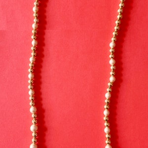 Vintage Gold and White Bead Necklace