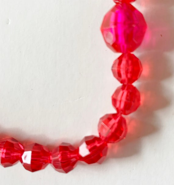 Vintage Transparent Red Faceted Necklace - image 1