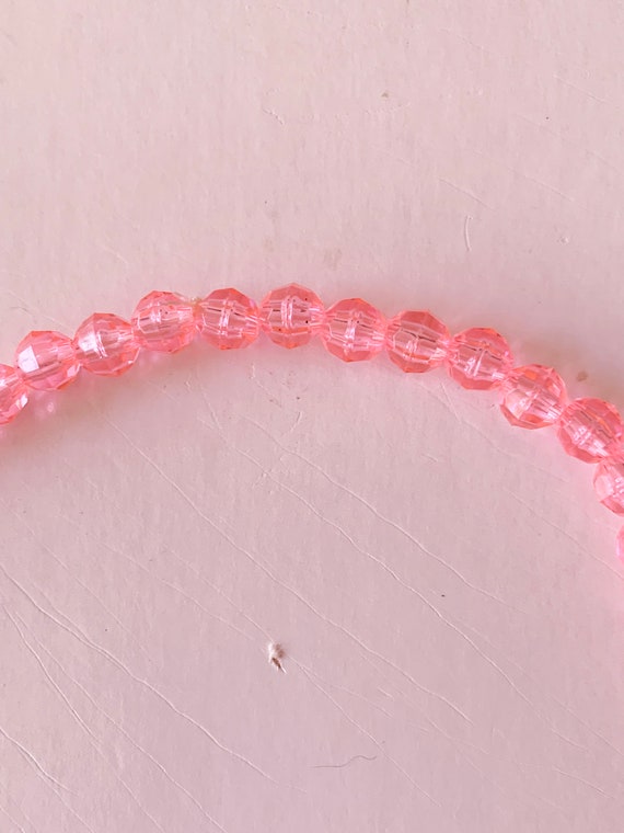 Vintage Pink Transparent Faceted Bead Necklace - image 3