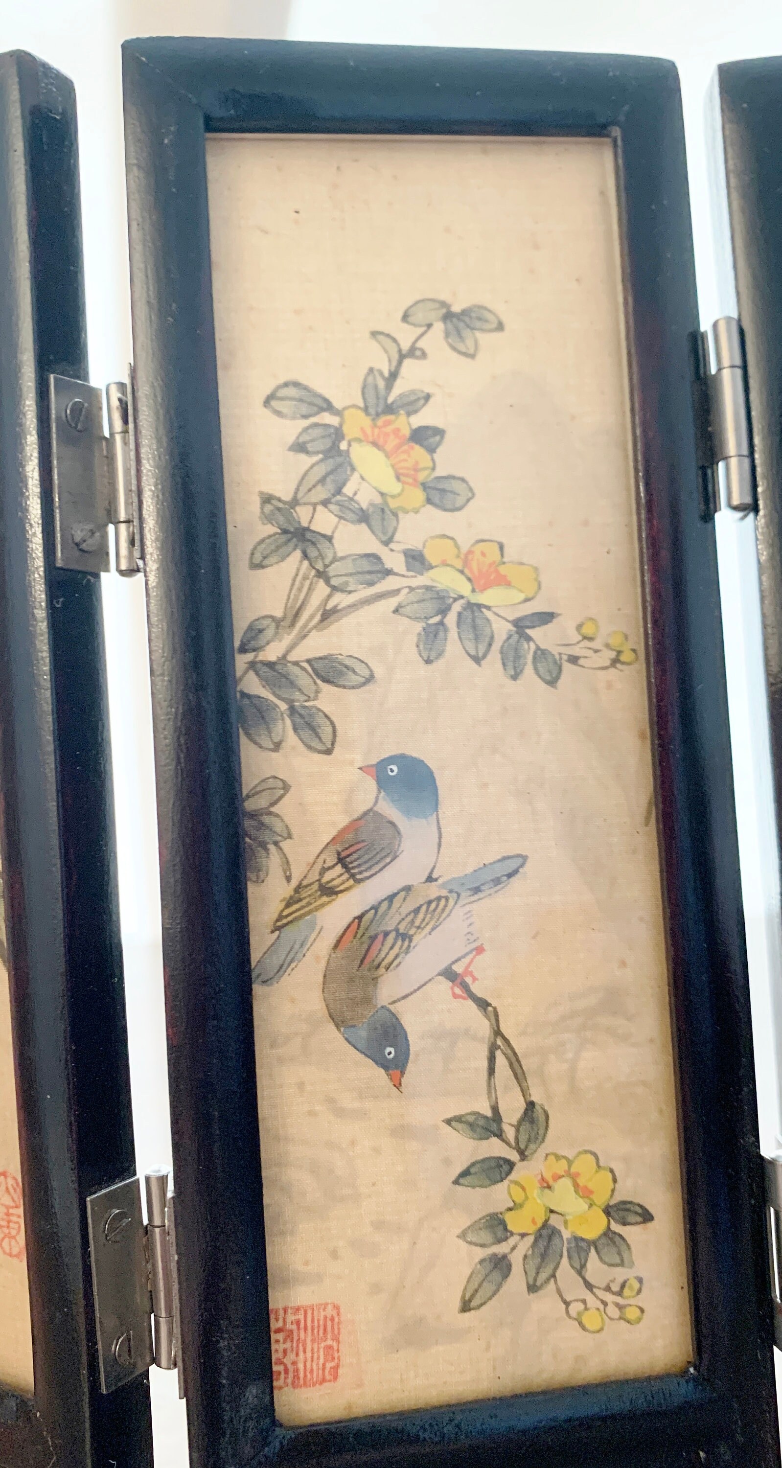 中国美術 砡刻 印板 文房四宝 7.8cmx7.6cm(HA401) Vintage Miniature 4 Panel Chinese Silk Screen - Etsy