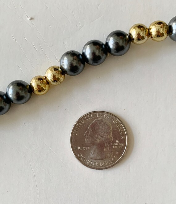 Vintage Gray and Gold Bead Necklace - image 3