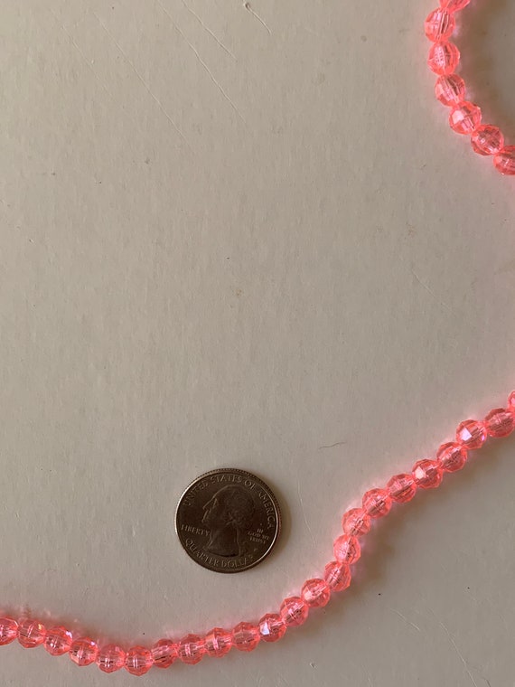 Vintage Pink Transparent Faceted Bead Necklace - image 2