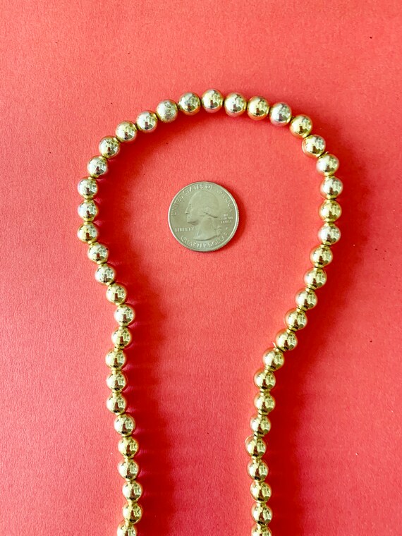 Vintage Chunky White and Gold Bead Necklace - image 3