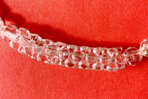 Vintage Clear Tri Bead and Faceted Bead Necklace - image 4