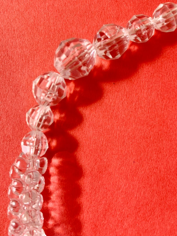 Vintage Clear Tri Bead and Faceted Bead Necklace - image 3