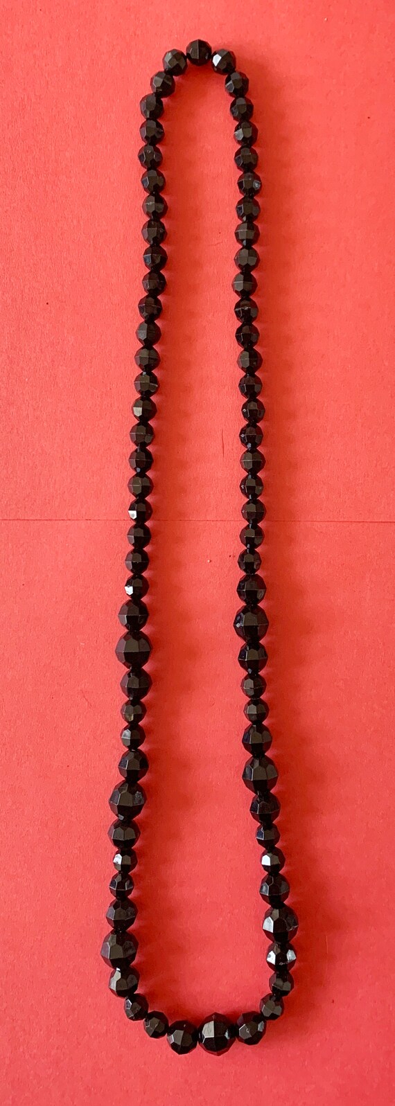 Vintage Black Faceted Bead Necklace