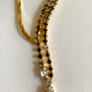 Vintage Gold Tone Rhinestone and Dangling Crystal Choker