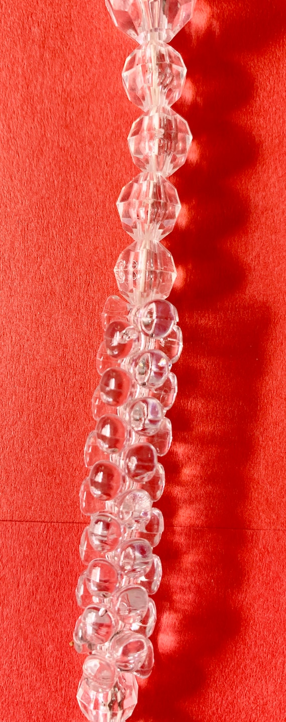 Vintage Clear Tri Bead and Faceted Bead Necklace - image 1