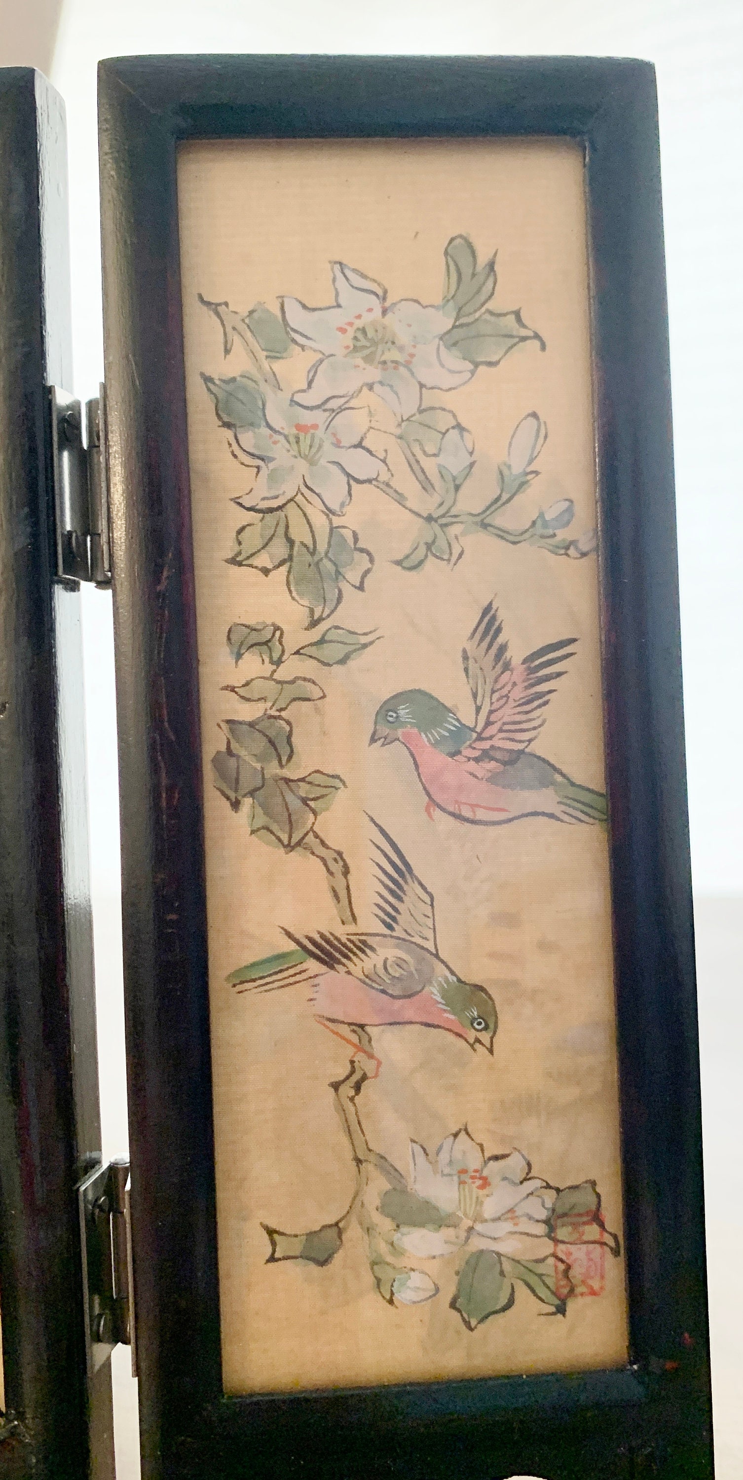 中国美術 砡刻 印板 文房四宝 7.8cmx7.6cm(HA401) Vintage Miniature 4 Panel Chinese Silk Screen - Etsy