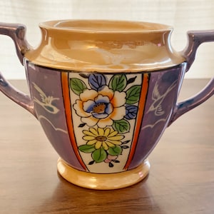 Vintage Hand Painted Lusterware Sugar Bowl by TT Takito Japan
