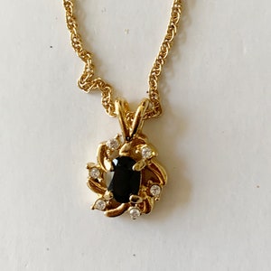 Vintage Garnet and Cubic Zirconia Pendant Necklace Uncas