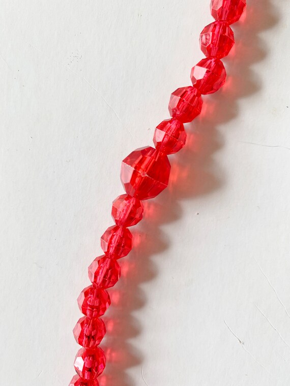 Vintage Transparent Red Faceted Necklace - image 4