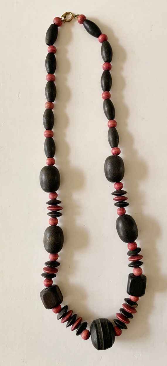 Vintage Wood Bead Necklace #10