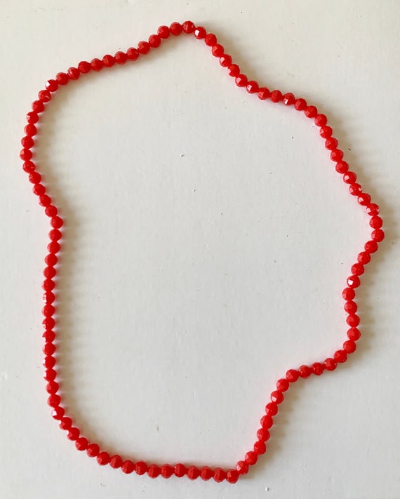 Vintage Red Faceted Bead Necklace