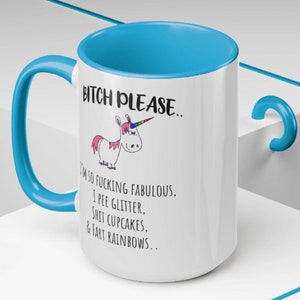 Bitch alsjeblieft, Sassy koffiemok, grappige volwassen mok, grappige Unicorn koffie thee kopje
