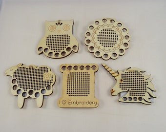 Laser Cut Wooden Embroidery Floss Holder, Owl, Sheep, Unicorn, Flower