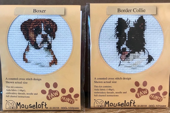 various dogs to choose from Mouseloft /' Paw Prints /' counted cross stitch kit