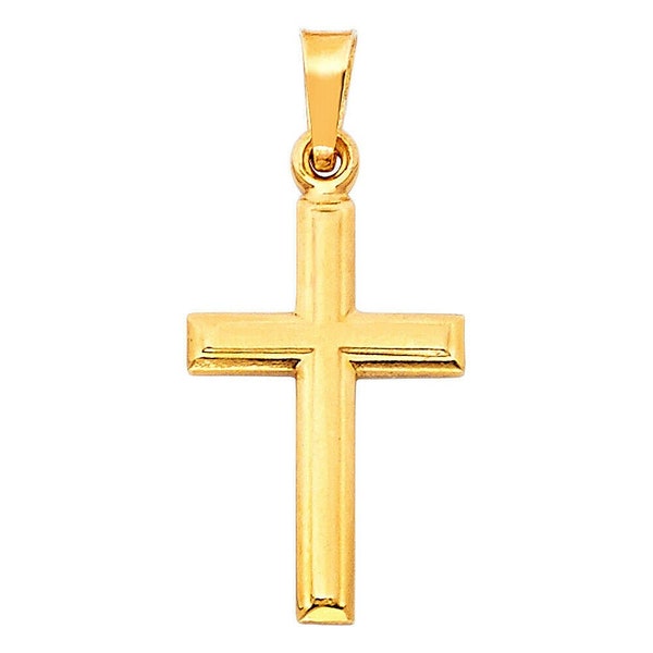 14K Yellow Gold Cross Pendant Small Religious Charm 1 Gram
