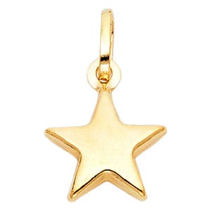 14k Solid Yellow Gold Polished Star Charm Pendant 1 gram