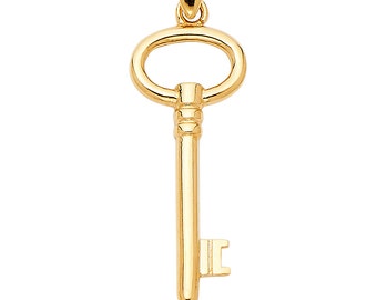 14k Yellow Gold Key CZ Pendant Charm