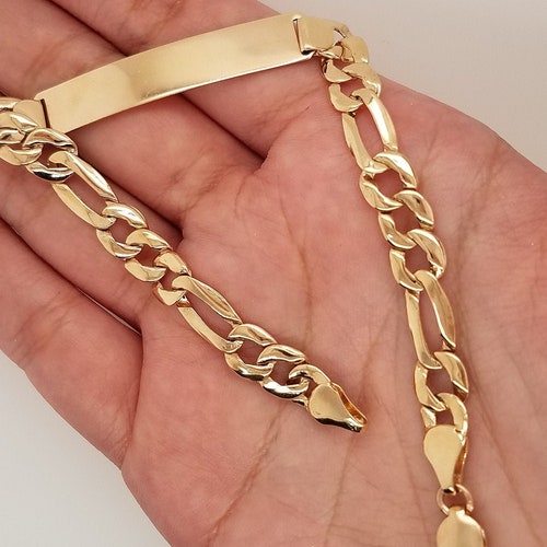 Brilliant Bijou 14k Flat Figaro Link ID Bracelet 7 inches Brilliant Bijou 14k Flat Figaro Link ID Bracelet 7 inches