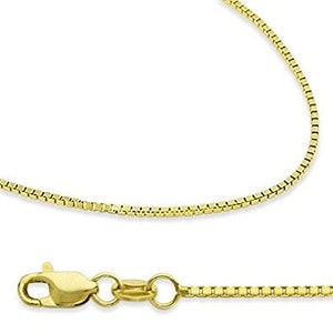 1.0mm 14K Solid Yellow Gold Chain Necklace Box Chain With Lobster Lock 16" - 24"