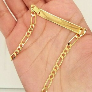 Brilliant Bijou 14k Flat Figaro Link ID Bracelet 7 inches Brilliant Bijou 14k Flat Figaro Link ID Bracelet 7 inches