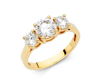 10K Oro Amarillo Sólido anillo de banda de la eternidad 3.6MM Diamante Corte Redondo 0.5 quilates