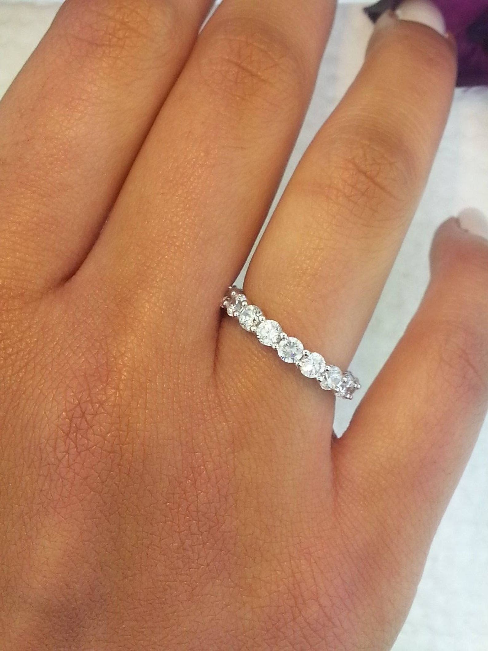 14k Solid Yellow Gold CZ Eternity Band Stackable Ring Endless Etsy