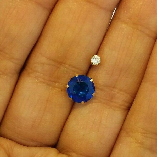 Blue Sapphire 0.10 CT Belly Navel Ring Body Piercing Jewelry 14k Yellow Gold Cubic Zirconia