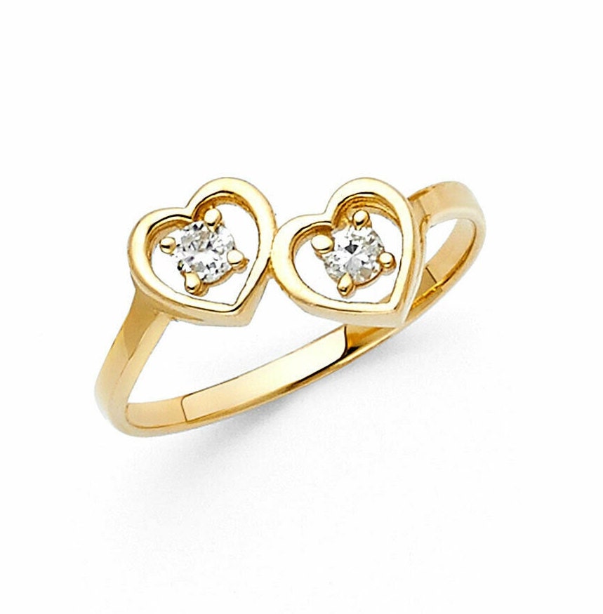 1/20 CT. T.W. Diamond Double Heart Ring in 10K Gold | Zales